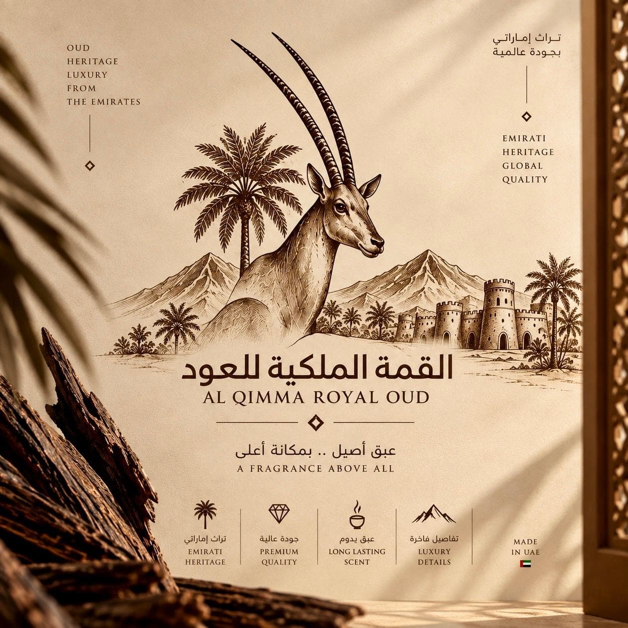 AL QIMMA ROYAL OUD original Emirati heritage brand artwork